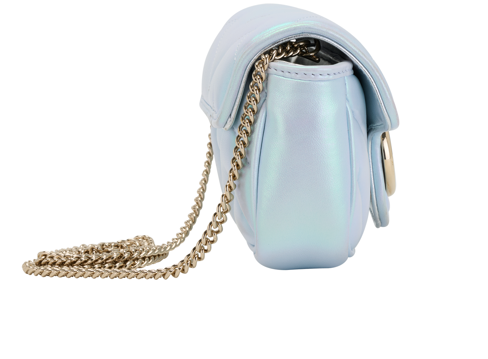 Mini GG Marmont Shoulder Bag, &pound;850, Handbags, Blue/Pink, Leather, Side view